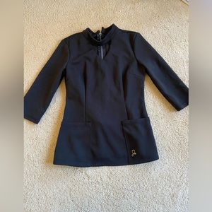 Black Jaanuu Mock Neck Scrub Top